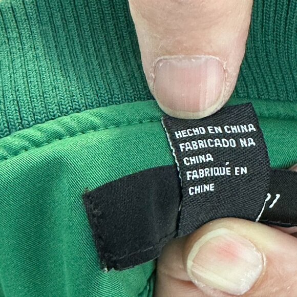 FOREVER 21 Jacket Cropped Varsity Letterman Baseball Bomber Sports Green Ivory S - Picture 14 of 15